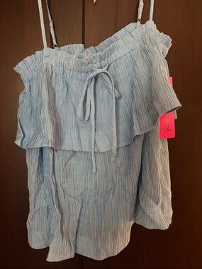 Lilly Pulitzer Light Blue Crinkle Ruffle Camisole